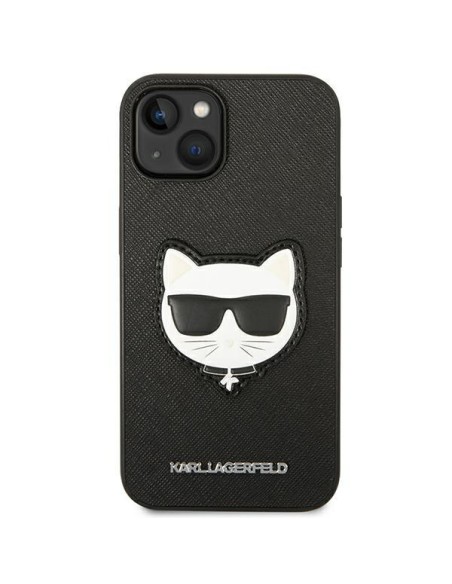 Karl Lagerfeld Saffiano Choupette Head Patch dėklas iPhone 14 Plus - juodas Karl Lagerfeld Saffiano Choupette Head Patch dėklas iPhone 14 Plus - juodas