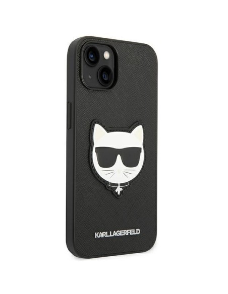 Karl Lagerfeld Saffiano Choupette Head Patch dėklas iPhone 14 Plus - juodas Karl Lagerfeld Saffiano Choupette Head Patch dėklas iPhone 14 Plus - juodas