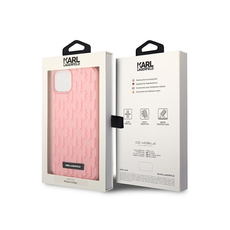 Karl Lagerfeld 3D Monogram dėklas iPhone 14 Plus - rožinis