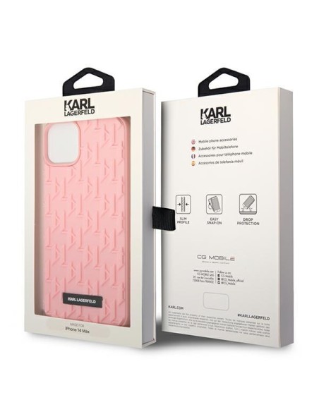 Karl Lagerfeld 3D Monogram dėklas iPhone 14 Plus - rožinis Karl Lagerfeld 3D Monogram dėklas iPhone 14 Plus - rožinis