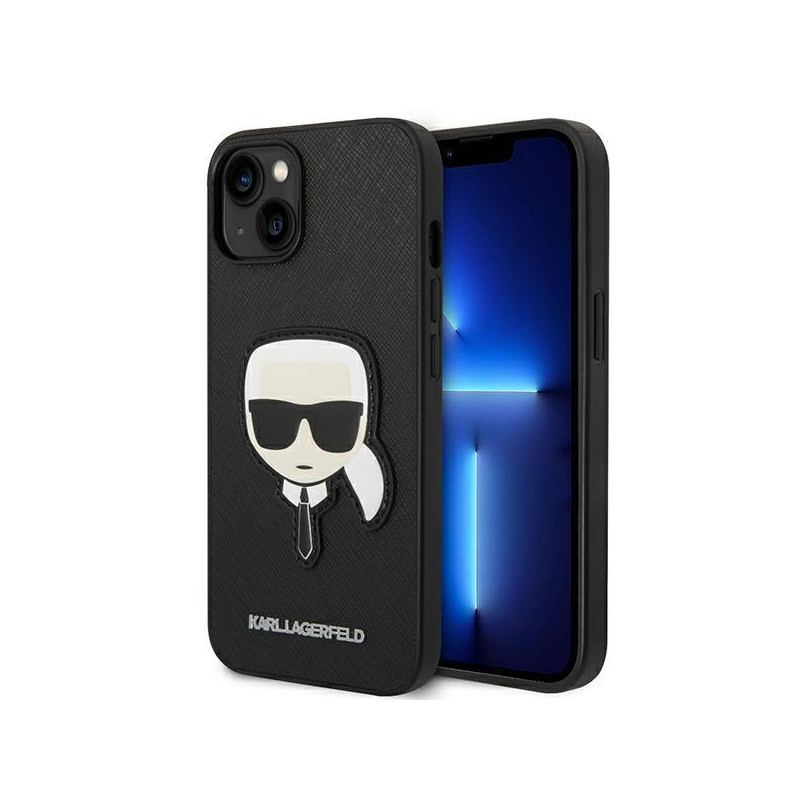 Karl Lagerfeld Saffiano Karl& 39 s Head Patch dėklas iPhone 14 Plus - juodas Karl Lagerfeld Saffiano Karl& 39 s Head Patch dėklas iPhone 14 Plus - juodas