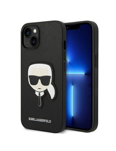 Karl Lagerfeld Saffiano Karl& 39 s Head Patch dėklas iPhone 14 Plus - juodas Karl Lagerfeld Saffiano Karl& 39 s Head Patch dėklas iPhone 14 Plus - juodas