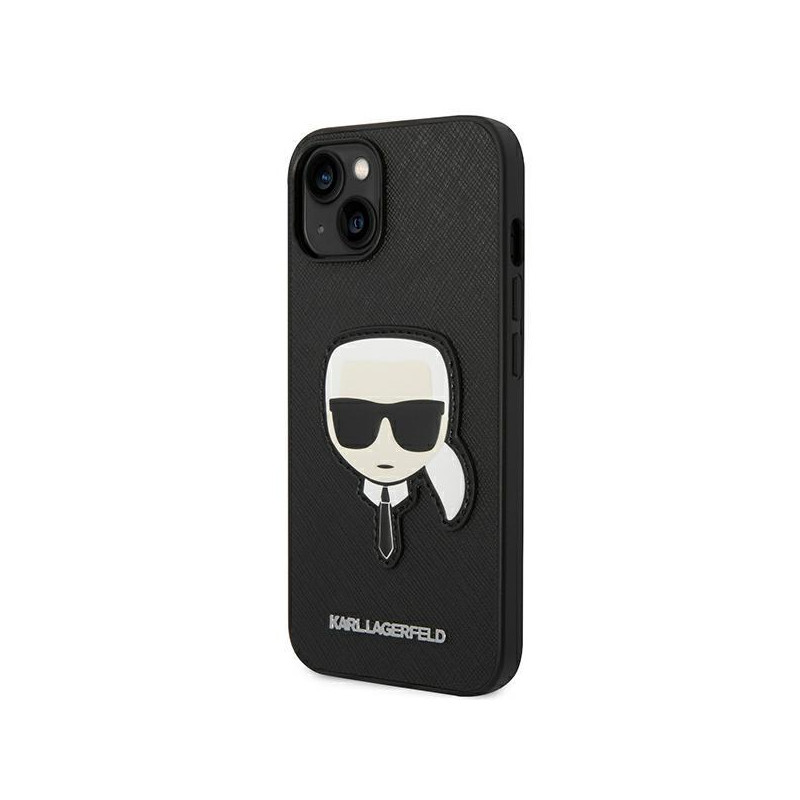 Karl Lagerfeld Saffiano Karl& 39 s Head Patch dėklas iPhone 14 Plus - juodas