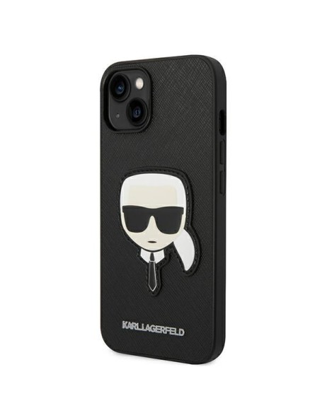 Karl Lagerfeld Saffiano Karl& 39 s Head Patch dėklas iPhone 14 Plus - juodas Karl Lagerfeld Saffiano Karl& 39 s Head Patch dėklas iPhone 14 Plus - juodas