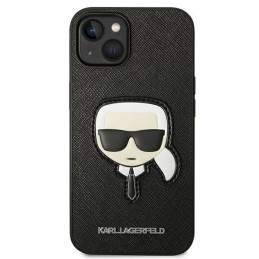 Karl Lagerfeld Saffiano Karl& 39 s Head Patch dėklas iPhone 14 Plus - juodas