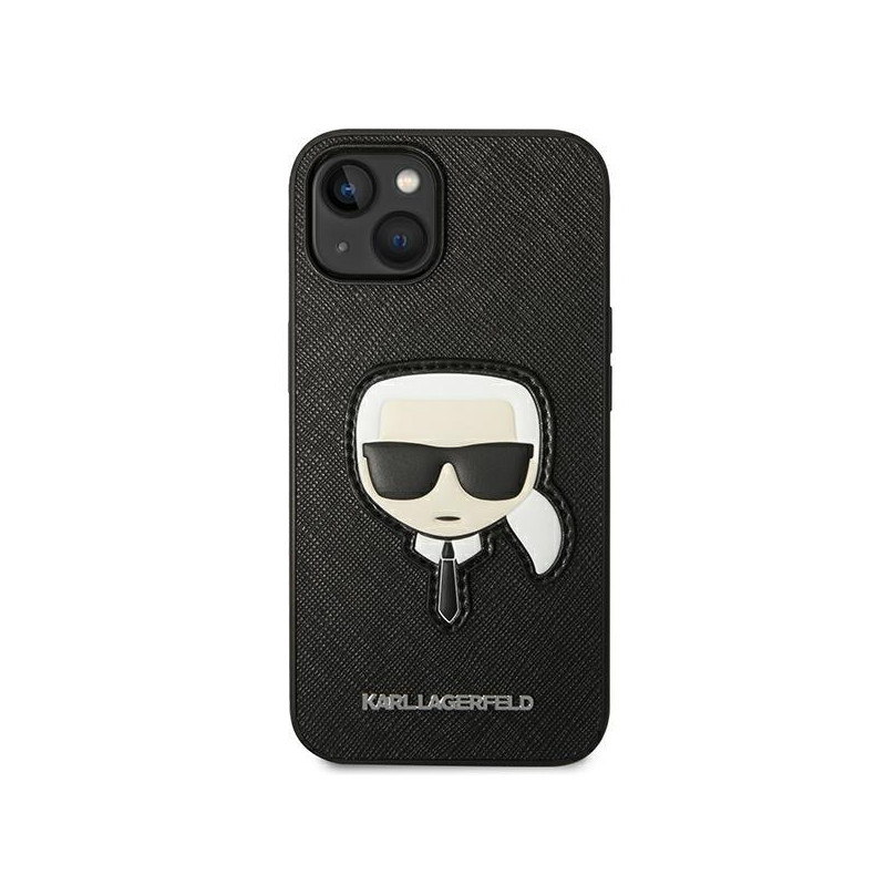 Karl Lagerfeld Saffiano Karl& 39 s Head Patch dėklas iPhone 14 Plus - juodas