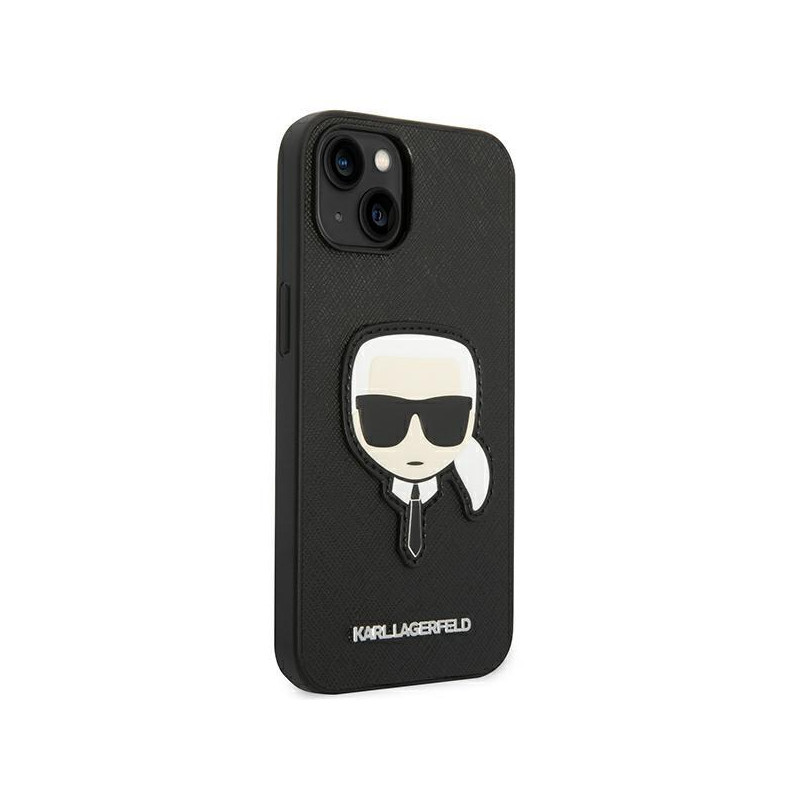 Karl Lagerfeld Saffiano Karl& 39 s Head Patch dėklas iPhone 14 Plus - juodas