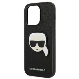 Karl Lagerfeld Saffiano Karl& 39 s Head Patch dėklas iPhone 14 Pro - juodas