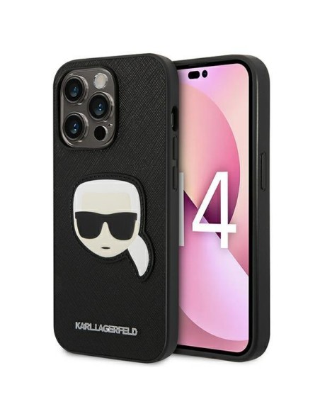 Karl Lagerfeld Saffiano Karl& 39 s Head Patch dėklas, skirtas iPhone 14 Pro Max - juodas Karl Lagerfeld Saffiano Karl& 39 s Head Patch dėklas, skirtas iPhone 14 Pro Max - juodas