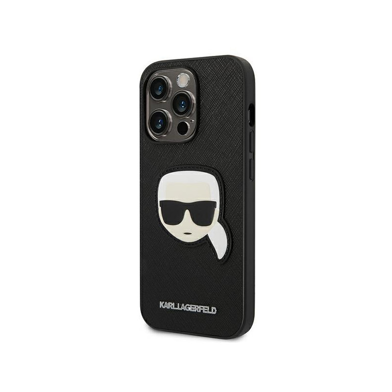 Karl Lagerfeld Saffiano Karl& 39 s Head Patch dėklas, skirtas iPhone 14 Pro Max - juodas