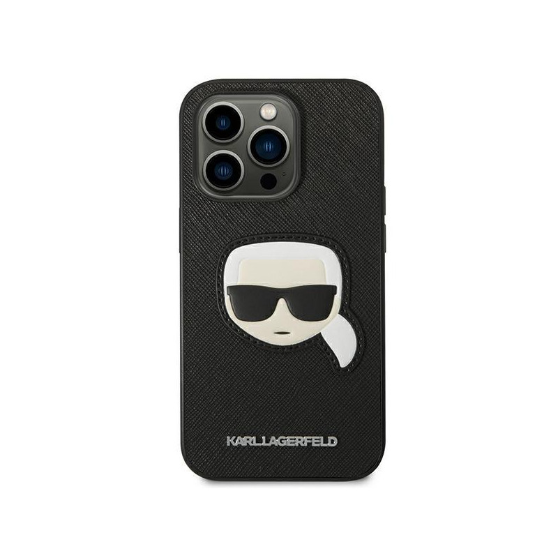 Karl Lagerfeld Saffiano Karl& 39 s Head Patch dėklas, skirtas iPhone 14 Pro Max - juodas