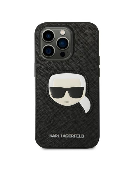 Karl Lagerfeld Saffiano Karl& 39 s Head Patch dėklas, skirtas iPhone 14 Pro Max - juodas Karl Lagerfeld Saffiano Karl& 39 s Head Patch dėklas, skirtas iPhone 14 Pro Max - juodas