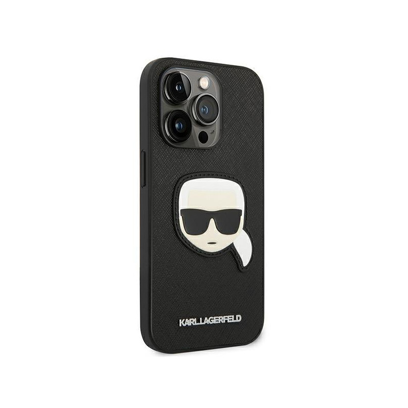 Karl Lagerfeld Saffiano Karl& 39 s Head Patch dėklas, skirtas iPhone 14 Pro Max - juodas