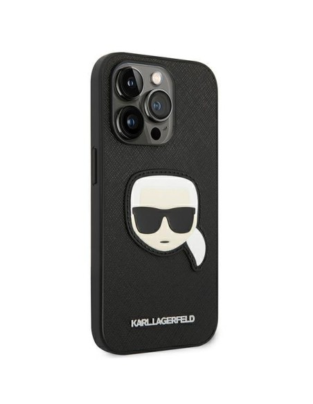 Karl Lagerfeld Saffiano Karl& 39 s Head Patch dėklas, skirtas iPhone 14 Pro Max - juodas Karl Lagerfeld Saffiano Karl& 39 s Head Patch dėklas, skirtas iPhone 14 Pro Max - juodas