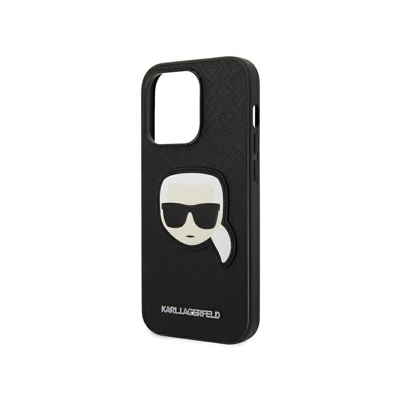 Karl Lagerfeld Saffiano Karl& 39 s Head Patch dėklas, skirtas iPhone 14 Pro Max - juodas