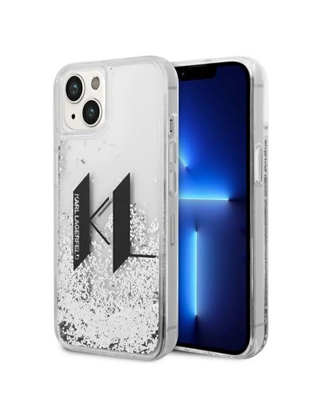 Karl Lagerfeld Liquid Glitter Big KL dėklas iPhone 14 Plus - sidabrinis Karl Lagerfeld Liquid Glitter Big KL dėklas iPhone 14 Plus - sidabrinis