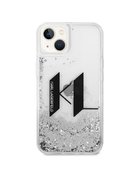 Karl Lagerfeld Liquid Glitter Big KL dėklas iPhone 14 Plus - sidabrinis Karl Lagerfeld Liquid Glitter Big KL dėklas iPhone 14 Plus - sidabrinis