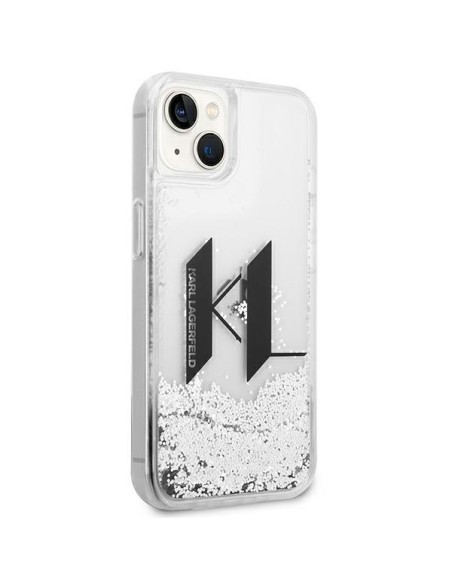 Karl Lagerfeld Liquid Glitter Big KL dėklas iPhone 14 Plus - sidabrinis Karl Lagerfeld Liquid Glitter Big KL dėklas iPhone 14 Plus - sidabrinis