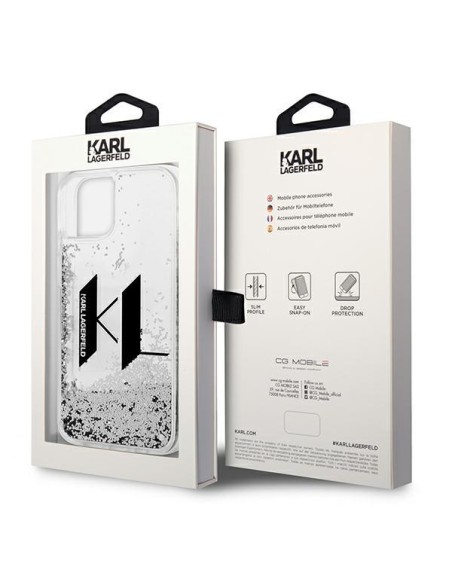 Karl Lagerfeld Liquid Glitter Big KL dėklas iPhone 14 Plus - sidabrinis Karl Lagerfeld Liquid Glitter Big KL dėklas iPhone 14 Plus - sidabrinis