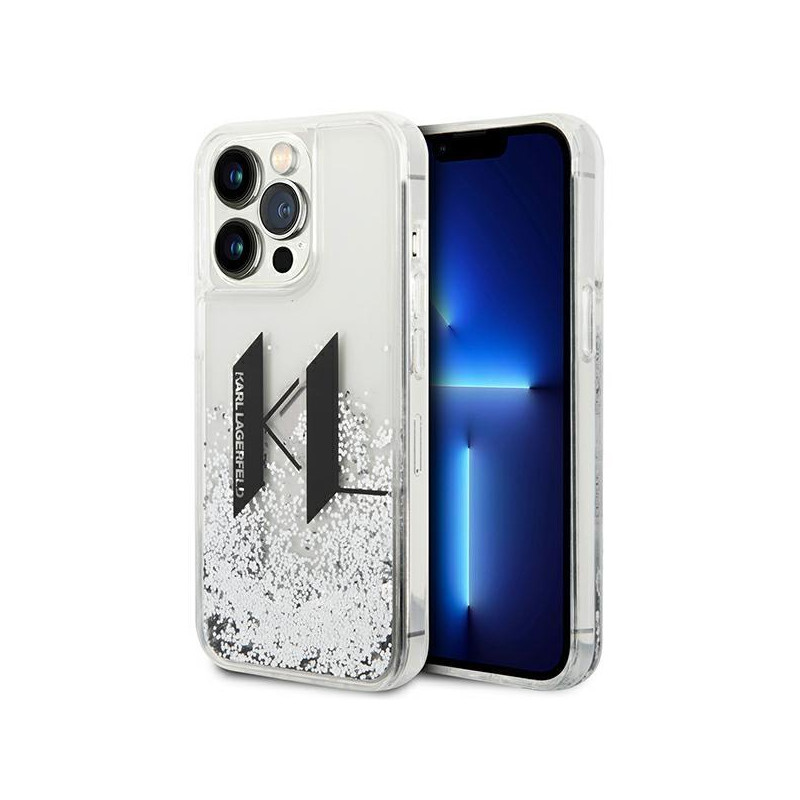 Karl Lagerfeld Liquid Glitter Big KL dėklas iPhone 14 Pro - sidabrinis Karl Lagerfeld Liquid Glitter Big KL dėklas iPhone 14 Pro - sidabrinis