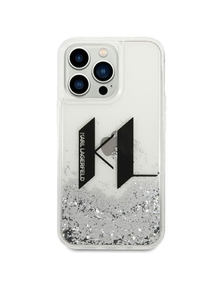 Karl Lagerfeld Liquid Glitter Big KL dėklas iPhone 14 Pro - sidabrinis Karl Lagerfeld Liquid Glitter Big KL dėklas iPhone 14 Pro - sidabrinis