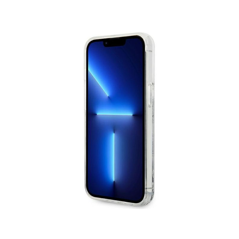 Karl Lagerfeld Liquid Glitter Big KL dėklas iPhone 14 Pro Max - sidabrinis