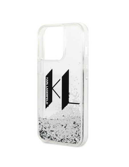 Karl Lagerfeld Liquid Glitter Big KL dėklas iPhone 14 Pro Max - sidabrinis Karl Lagerfeld Liquid Glitter Big KL dėklas iPhone 14 Pro Max - sidabrinis