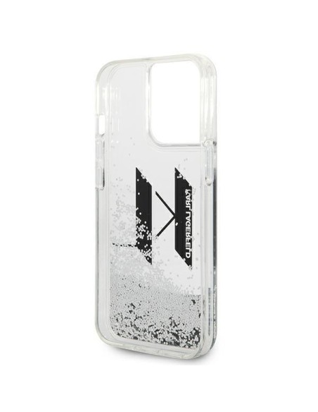 Karl Lagerfeld Liquid Glitter Big KL dėklas iPhone 14 Pro Max - sidabrinis Karl Lagerfeld Liquid Glitter Big KL dėklas iPhone 14 Pro Max - sidabrinis