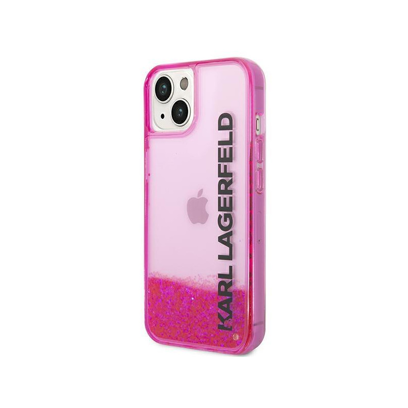 Karl Lagerfeld Liquid Glitter Elong dėklas iPhone 14 Plus - rožinis