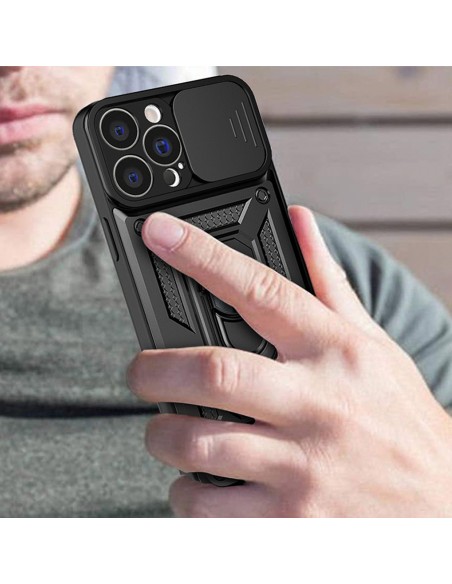 Hybrid Armor Camshield iPhone 14 Plus dėklas, šarvuotas dangtelis su kameros dangteliu, juodas Hybrid Armor Camshield iPhone 14 Plus dėklas, šarvuotas dangtelis su kameros dangteliu, juodas