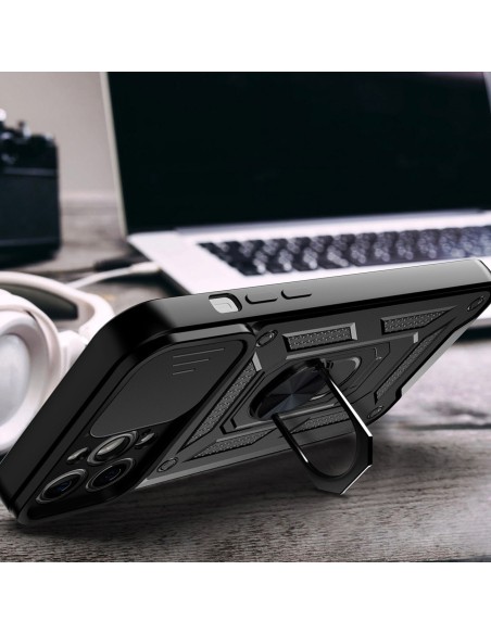 Hybrid Armor Camshield iPhone 14 Plus dėklas, šarvuotas dangtelis su fotoaparato dangteliu, rožinis