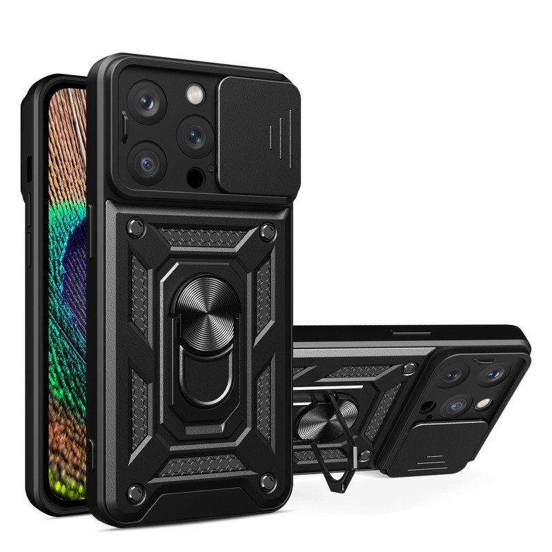 Hybrid Armor Camshield iPhone 14 Pro dėklas, šarvuotas dangtelis su kameros dangteliu, juodas Hybrid Armor Camshield iPhone 14 Pro dėklas, šarvuotas dangtelis su kameros dangteliu, juodas