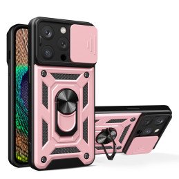 Hybrid Armor Camshield iPhone 14 Pro dėklas, šarvuotas dangtelis su fotoaparato dangteliu, rožinis