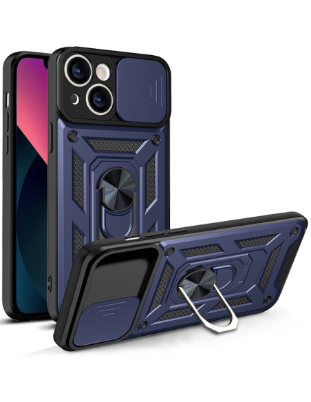 Hybrid Armor Camshield iPhone 13 dėklas, šarvuotas dangtelis su fotoaparato dangteliu, mėlynas Hybrid Armor Camshield iPhone 13 dėklas, šarvuotas dangtelis su fotoaparato dangteliu, mėlynas