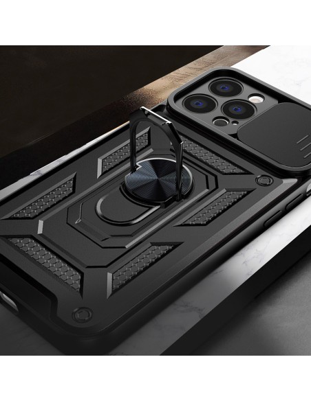 Hybrid Armor Camshield iPhone 13 Pro dėklas, šarvuotas dangtelis su fotoaparato dangteliu, rožinis