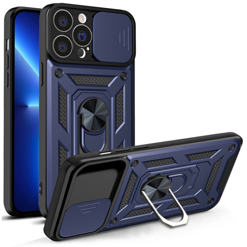 Hybrid Armor Camshield iPhone 13 Pro Max dėklas, šarvuotas dangtelis su fotoaparato dangteliu, mėlynas Hybrid Armor Camshield iPhone 13 Pro Max dėklas, šarvuotas dangtelis su fotoaparato dangteliu, mėlynas