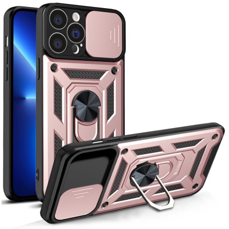 Hybrid Armor Camshield iPhone 13 Pro Max dėklo šarvuotas dangtelis su rožiniu fotoaparato dangteliu Hybrid Armor Camshield iPhone 13 Pro Max dėklo šarvuotas dangtelis su rožiniu fotoaparato dangteliu