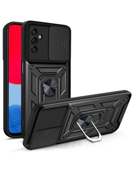 Hybrid Armor Camshield dėklas Samsung Galaxy A13 5G šarvuotas dangtelis su fotoaparato dangteliu juodas