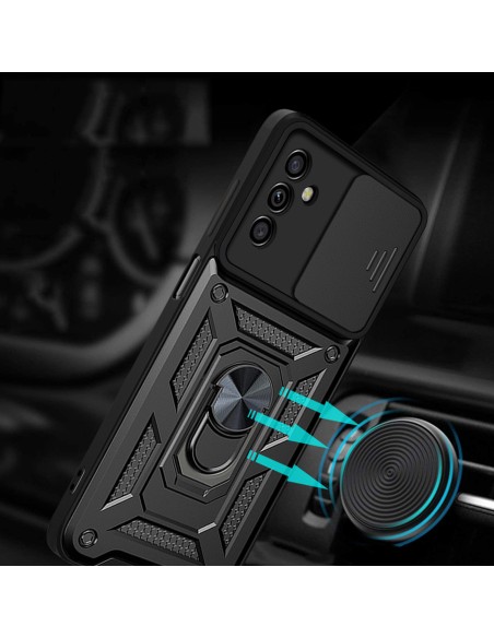 Hybrid Armor Camshield dėklas Samsung Galaxy A13 5G šarvuotas dangtelis su fotoaparato dangteliu juodas