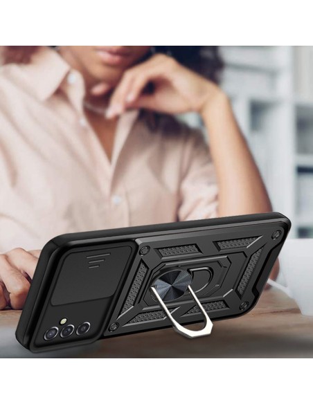 Hybrid Armor Camshield dėklas Samsung Galaxy A13 5G šarvuotas dangtelis su fotoaparato dangteliu juodas