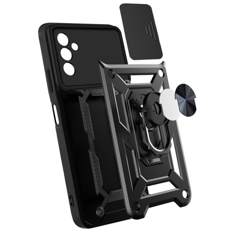 Hybrid Armor Camshield dėklas Samsung Galaxy A13 5G šarvuotas dangtelis su fotoaparato dangteliu juodas