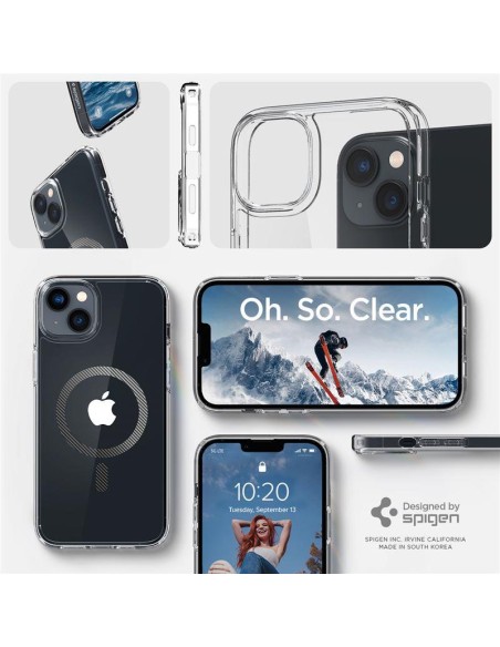 Spigen Ultra Hybrid Mag Dėklas su MagSafe, skirtas iPhone 14 Plus – skaidri pilka Spigen Ultra Hybrid Mag Dėklas su MagSafe, skirtas iPhone 14 Plus – skaidri pilka