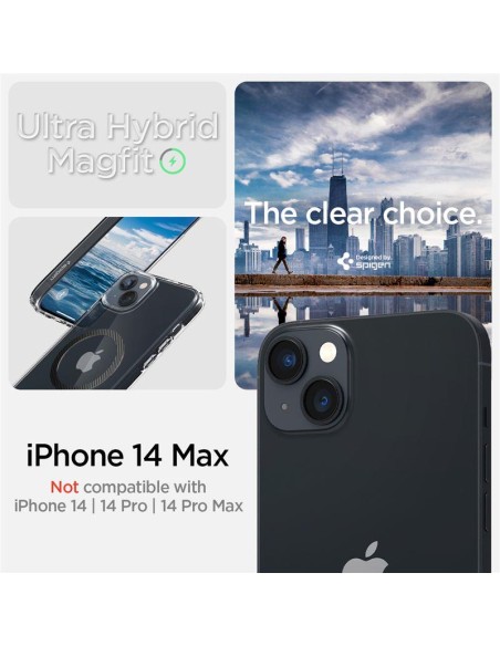 Spigen Ultra Hybrid Mag Dėklas su MagSafe, skirtas iPhone 14 Plus – skaidri pilka Spigen Ultra Hybrid Mag Dėklas su MagSafe, skirtas iPhone 14 Plus – skaidri pilka
