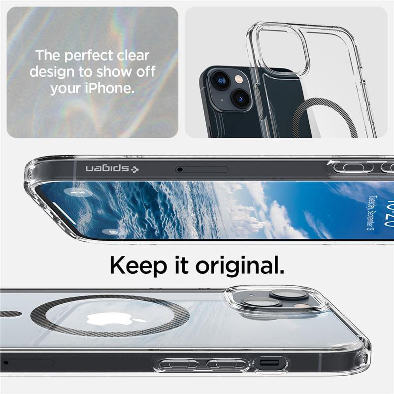 Spigen Ultra Hybrid Mag Dėklas su MagSafe, skirtas iPhone 14 Plus – skaidri pilka