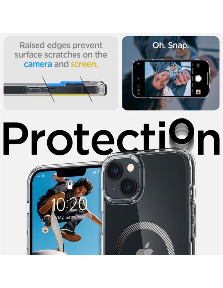Spigen Ultra Hybrid Mag Dėklas su MagSafe, skirtas iPhone 14 Plus – skaidri pilka Spigen Ultra Hybrid Mag Dėklas su MagSafe, skirtas iPhone 14 Plus – skaidri pilka