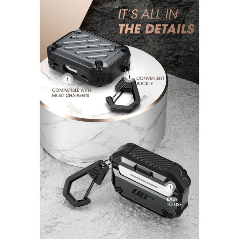 Unicorn Beetle Pro Supcase dėklas, skirtas Apple AirPods Pro 1/ 2 – juodas