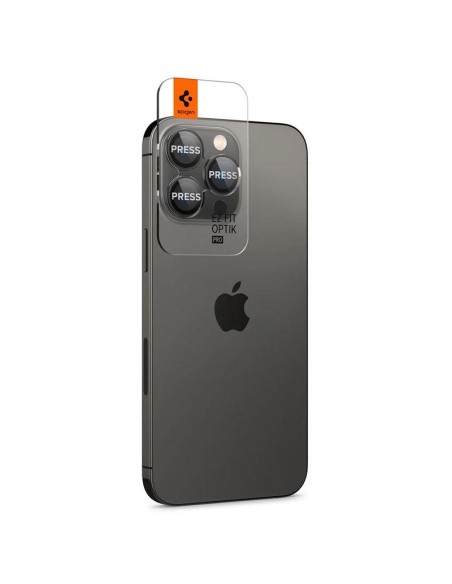Spigen Glas.tR EZ Fit Optik Camera Protector iPhone 14 Pro / Pro Max / 15 Pro / Pro Max - Juoda 2 vnt. Spigen Glas.tR EZ Fit Optik Camera Protector iPhone 14 Pro / Pro Max / 15 Pro / Pro Max - Juoda 2 vnt.
