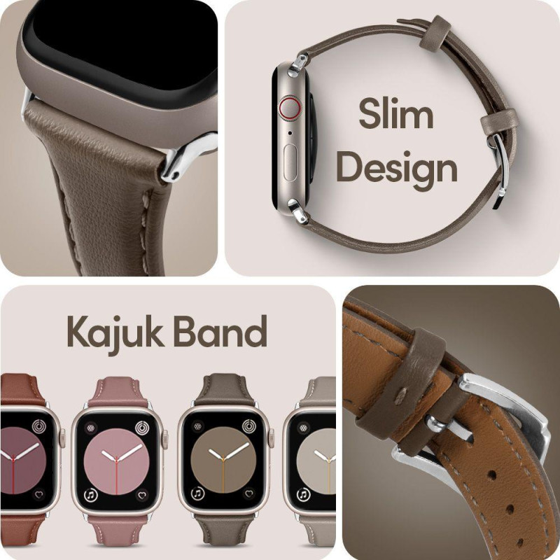 Spigen Cyrill Kajuk dirželis, skirtas Apple Watch 4/ 5/ 6/ 7/ 8/ 9/ SE (40/ 41 mm) - chaki