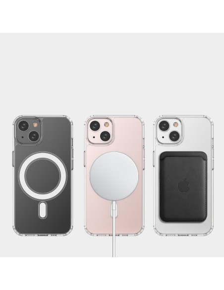 Skaidrus magnetinis dėklas su MagSafe iPhone 14 su sidabriniu žiedu – skaidrus Skaidrus magnetinis dėklas su MagSafe iPhone 14 su sidabriniu žiedu – skaidrus