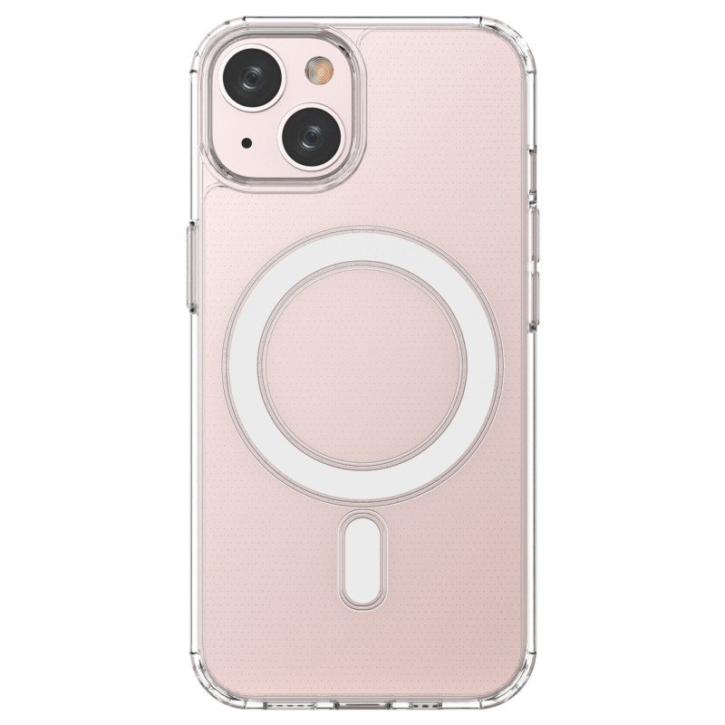 Skaidrus magnetinis dėklas su MagSafe iPhone 14 su sidabriniu žiedu – skaidrus